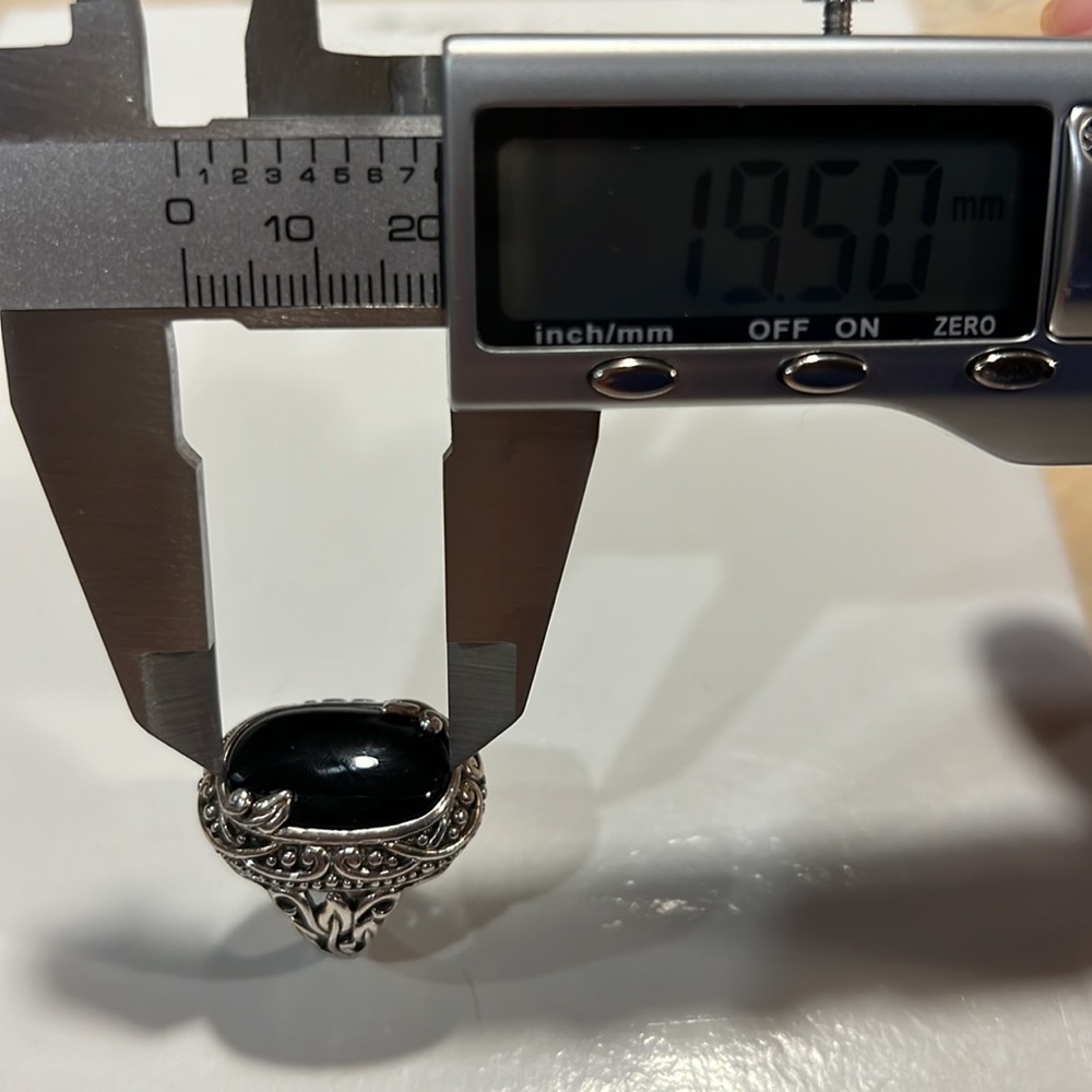 Large Statement Onyx 925 Silver Ring - image 8